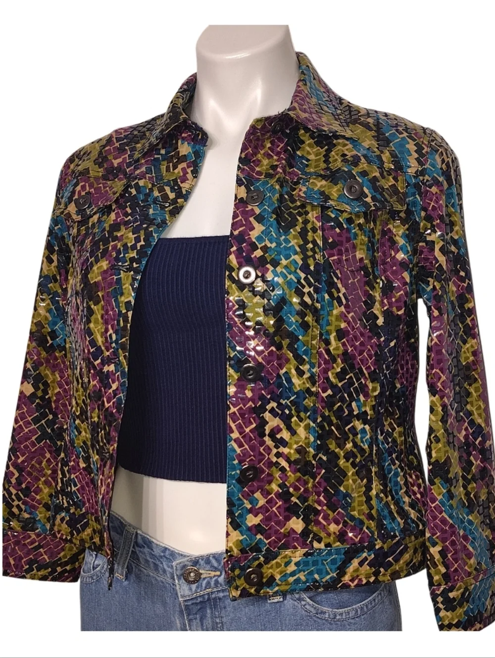 Ruby Rd Shimmering Trucker Style Jacket Size 4P - Picture 4 of 11